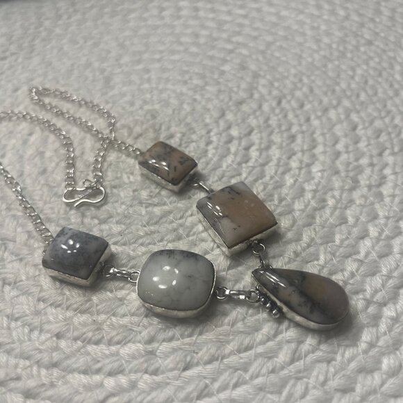 Beautiful DENDRITE OPAL Handmade Sterling 925 Necklace 18" #885D - Picture 3 of 3